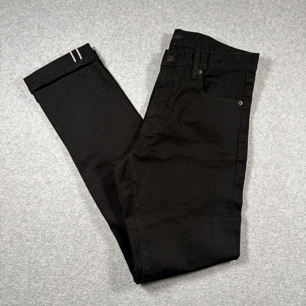 Uniqlo Selvedge Slim Fit Jeans Mens 32x34 Black Stretch Denim Pants